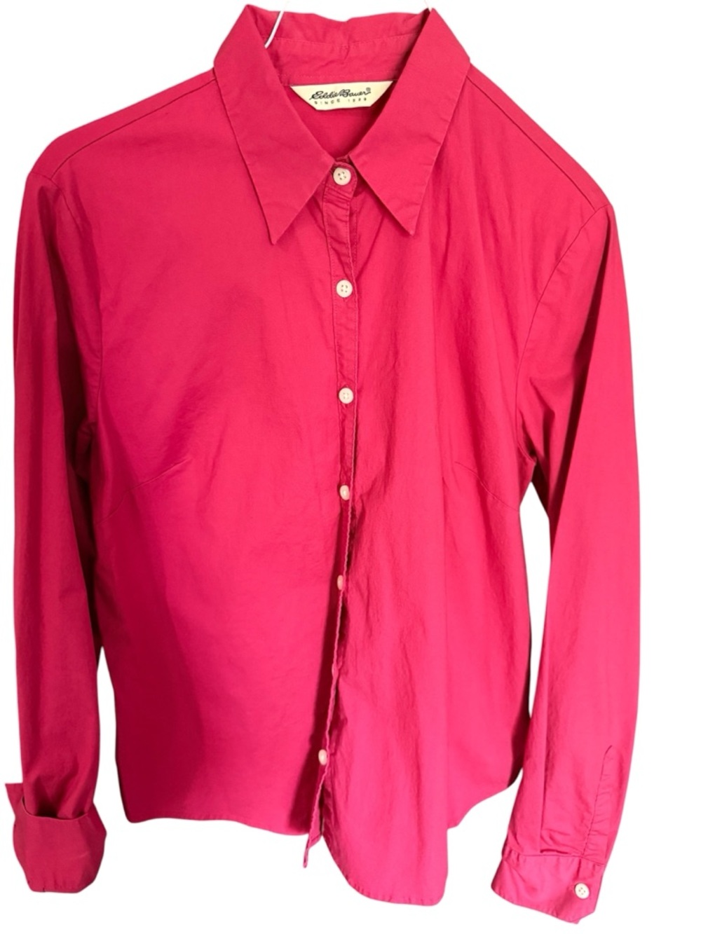 Eddie Bauer Women’s Classic button down Red Shirt Y2K Sz.M